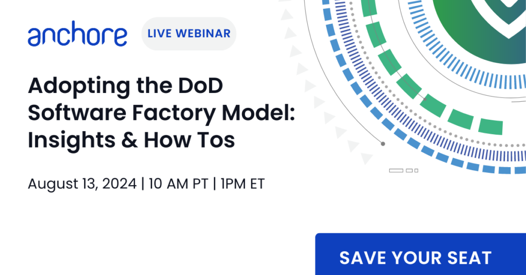 Ad for live webinar, titled "Adopting the DoD Software Factory Model: Insights & How Tos"